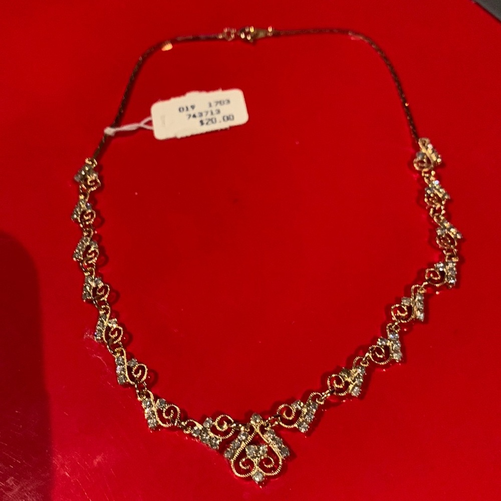 Gantos 16” gold-tone and Crystal rhinestone necklace
